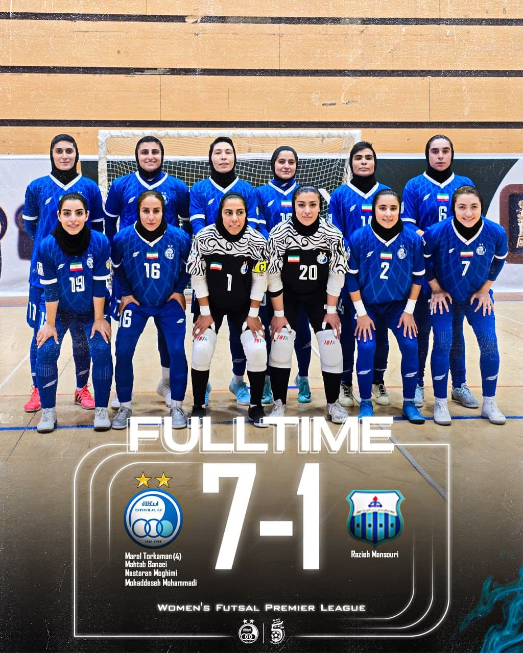 مصاف تیمهای استقلال و پالایش نفت اصفهان با برتری هفت بر یک استقلال به پایان رسید.